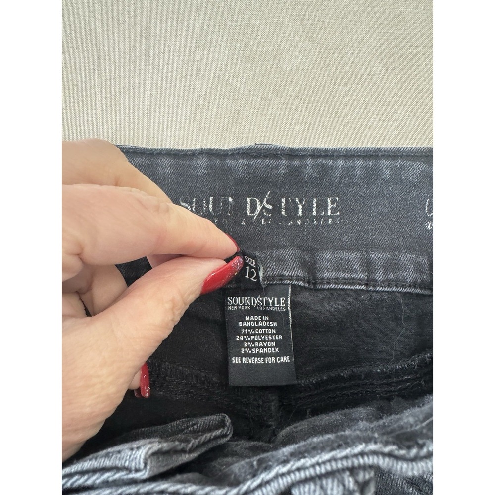SoundStyle Womens Black High Waist Skinny Jeans Size 12 Stretch Ankle Denim - Picture 3 of 15